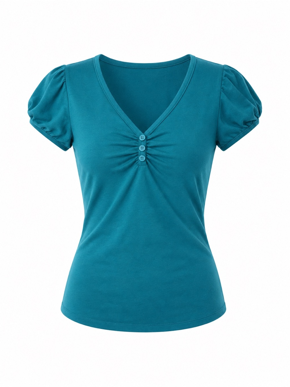 Streetwear Society Teal Short Sleeve V-Neck Top